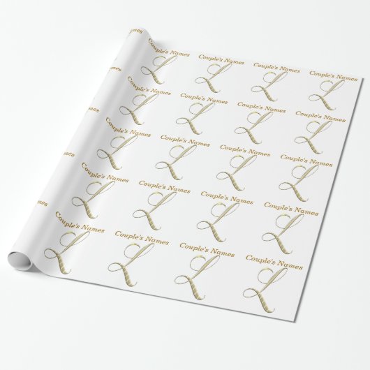 Weddenschapsmonogram L Gift Wrapping paper Cadeaupapier (Uitgerold)