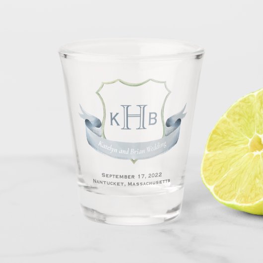 Weddenschapsmonogram Logo Glass Shot Glas (Voorkant)