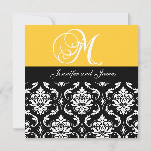 Weddenschapsmonogram M Names Black Damask Kaart (Voorkant)