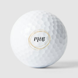 Weddenschapsmonogram met thema zwart-wit en goud golfballen