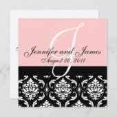 Weddenschapsmonogram Namen Datum Roze Damask Kaart (Voorkant / Achterkant)