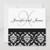 Weddenschapsmonogram Names Black Damask Kaart (Voorkant)
