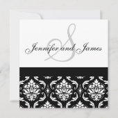 Weddenschapsmonogram Names Black Damask Kaart (Voorkant)