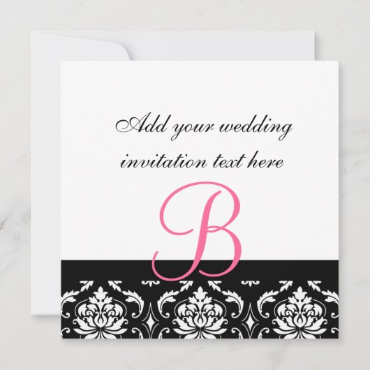 Weddenschapsmonogram Names Hot Pink Damask Kaart (Achterkant)