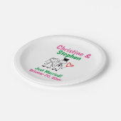 Weddenschapspaar Bride Groom Cute Stick Figuur Papieren Bordje (Gekanteld)