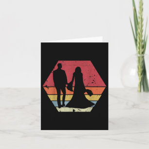Weddenschapsparen Vintage retro Sunset Bride Groom Kaart