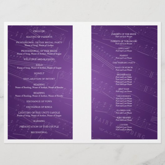 Weddenschapsprogramma Blad Muziek Paars (Achterkant)