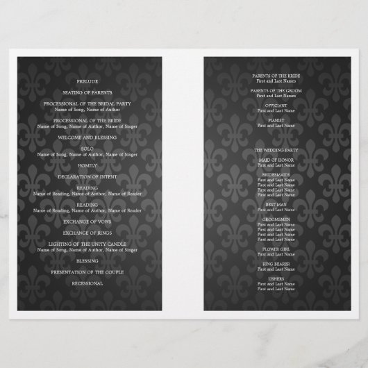 Weddenschapsprogramma Fleur De Lis Black (Achterkant)