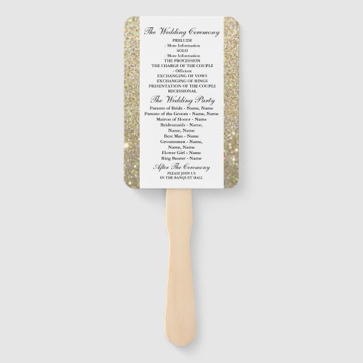 Weddenschapsprogramma - Gold Glitter Elegance Handwaaier (Achterkant)