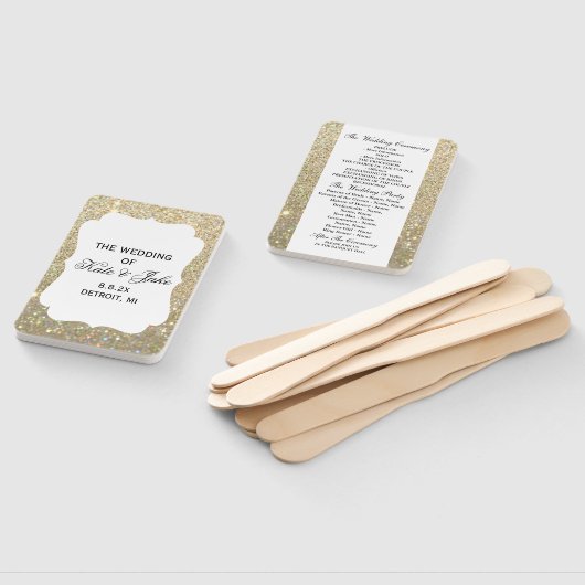 Weddenschapsprogramma - Gold Glitter Elegance Handwaaier (Niet-gemonteerd)