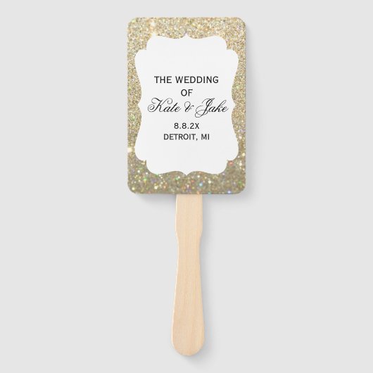 Weddenschapsprogramma - Gold Glitter Elegance Handwaaier (Voorkant)