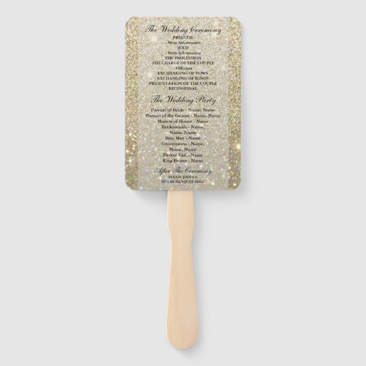 Weddenschapsprogramma - Gold Glitter Fab Handwaaier (Achterkant)