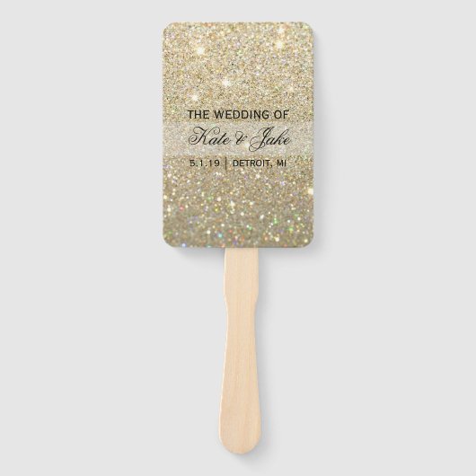 Weddenschapsprogramma - Gold Glitter Fab Handwaaier (Voorkant)