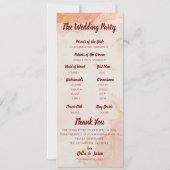 Weddenschapsprogramma Peach Gold Marble Party Kaart (Achterkant)