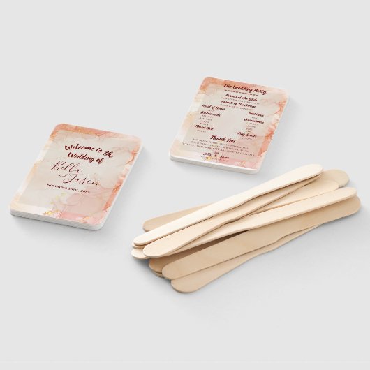 Weddenschapsprogramma Peach Gold Oranje marmer Par Handwaaier (Niet-gemonteerd)