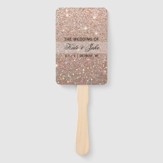 Weddenschapsprogramma - Roos Gold Glitter Fab Handwaaier (Voorkant)