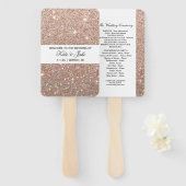 Weddenschapsprogramma - Roos Gold Glitter Fab Handwaaier (Voorkant en achterkant)