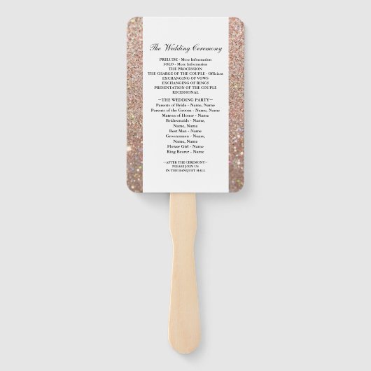 Weddenschapsprogramma - Roos Gold Glitter Fab Handwaaier (Achterkant)