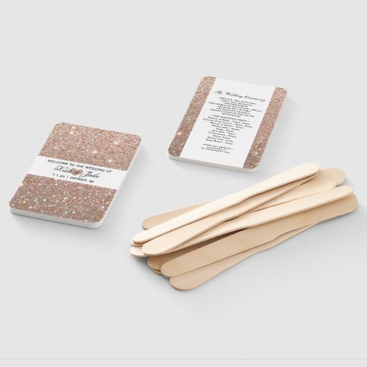 Weddenschapsprogramma - Roos Gold Heart Glitter Fa Handwaaier (Niet-gemonteerd)