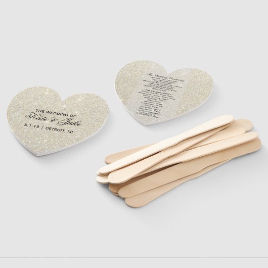 Weddenschapsprogramma - White Gold Glitter Fab Handwaaier (Niet-gemonteerd)