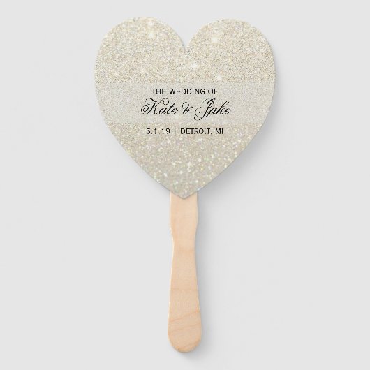 Weddenschapsprogramma - White Gold Glitter Fab Handwaaier (Voorkant)