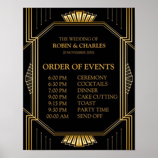 Weddenschapsschema van het evenementteken | Gatsby Poster (Voorkant)