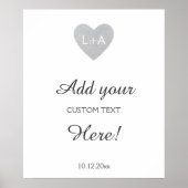 Weddenschapstekst, zilveren glitter-hart poster (Voorkant)