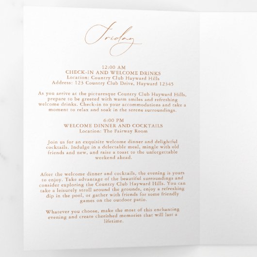 Weddenschapsweek reistijdlijn Elegant Boklet Drieluik Wenskaart (Binnenzijde eerst)