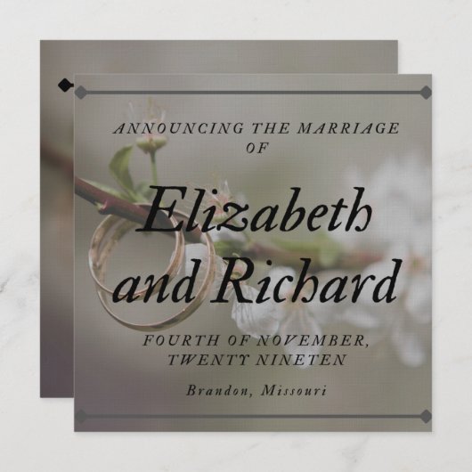 Weddenskaart Kaart (Voorkant / Achterkant)