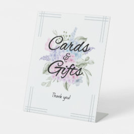 Weddenskaarten en cadeaubonnen reclamebord met voetstuk