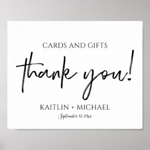 Weddenskaarten en cadeaus 8x10 modern script zwart poster