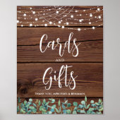 Weddenskaarten geven Rustic Greenery String Lights Poster (Voorkant)