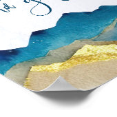 Weddenskaarten Waterverf Blue Gold Mountains Poster (Hoek)