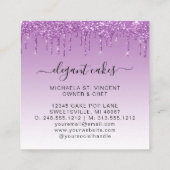 Weddenskap Glitter Drip Paarse bakkerij Vierkante Visitekaartje (Achterkant)