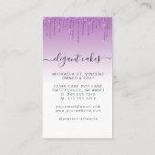 Weddenskap Glitter Drip Paarse bakkerij Visitekaartje (Achterkant)