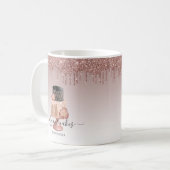 Weddenskap Glitter Drip Roos Gold Bakery Koffiemok (Voorkant links)