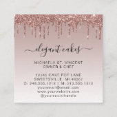 Weddenskap Glitter Drip Roos Gold Bakery Vierkante Visitekaartje (Achterkant)