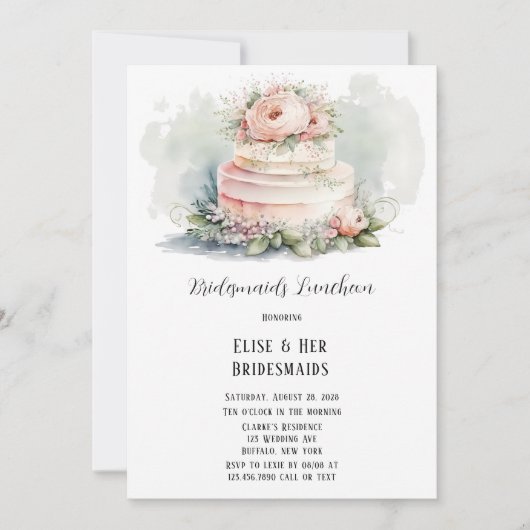 Weddenskap met Peony Flowers Bridesmaids Lunch Kaart (Voorkant)