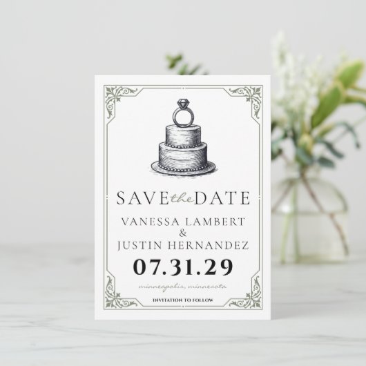 Weddensknok sparen de datum save the date (Staand voorkant)