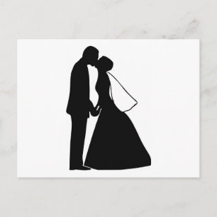 Weddenskusbride en bruinsilhouette briefkaart