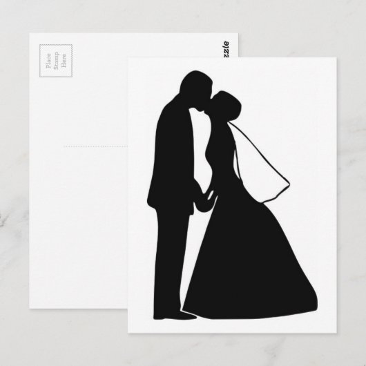 Weddenskusbride en bruinsilhouette briefkaart (Voorkant / Achterkant)