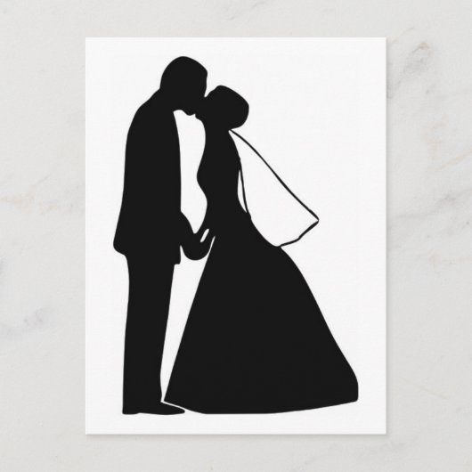 Weddenskusbride en bruinsilhouette briefkaart (Voorkant)