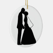 Weddenskusbride en bruinsilhouette keramisch ornament (Rechts)