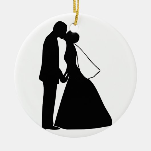 Weddenskusbride en bruinsilhouette keramisch ornament (Voorkant)