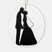 Weddenskusbride en bruinsilhouette keramisch ornament (Links)