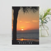 Weddensoonset met palmboom Silhouette Beach Scene Kaart (Staand voorkant)
