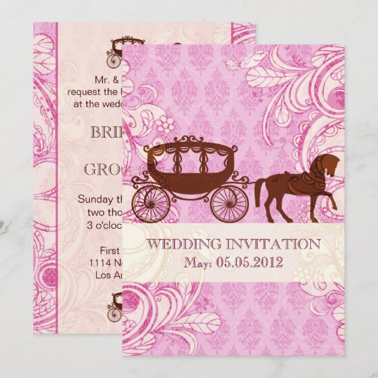 Weddenspaard en -huwelijk - huwelijksuitnodiging kaart (Voorkant / Achterkant)