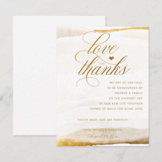 Weddenstabel Bedankt kaarten | Goud-oliemarkering (Voorkant / Achterkant)