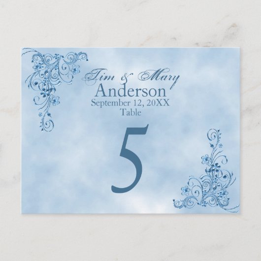 Weddenstabel Plaats kaarten: Sky Blue Elegance Briefkaart (Voorkant)