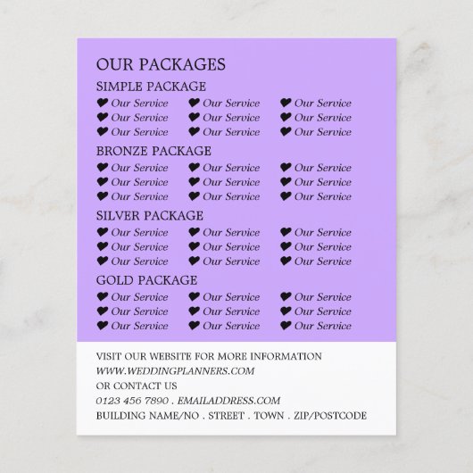 Weddenstabel weergeven, Weddenevenementen plannen Flyer (Achterkant)